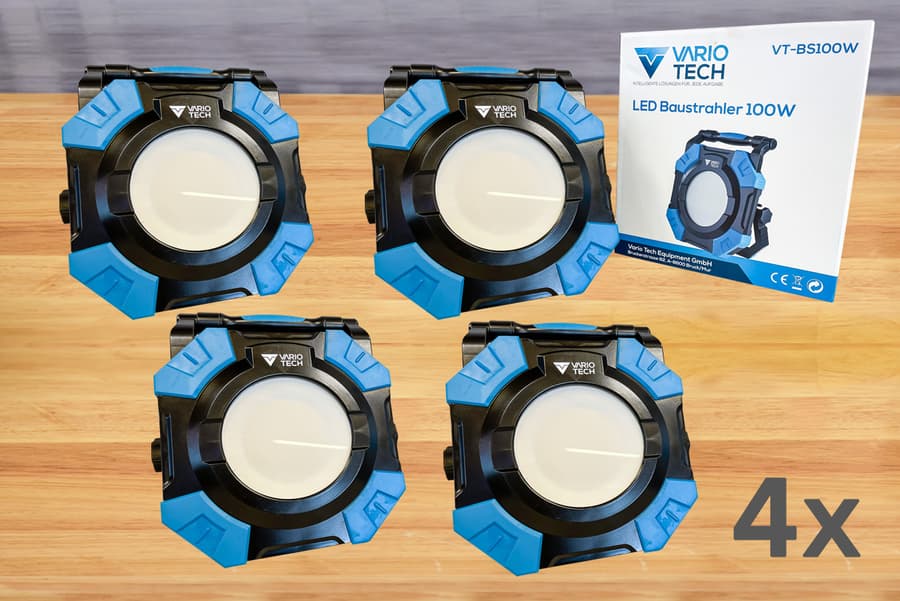 4 Stück LED Baustrahler Vario Tech VT-BS100W